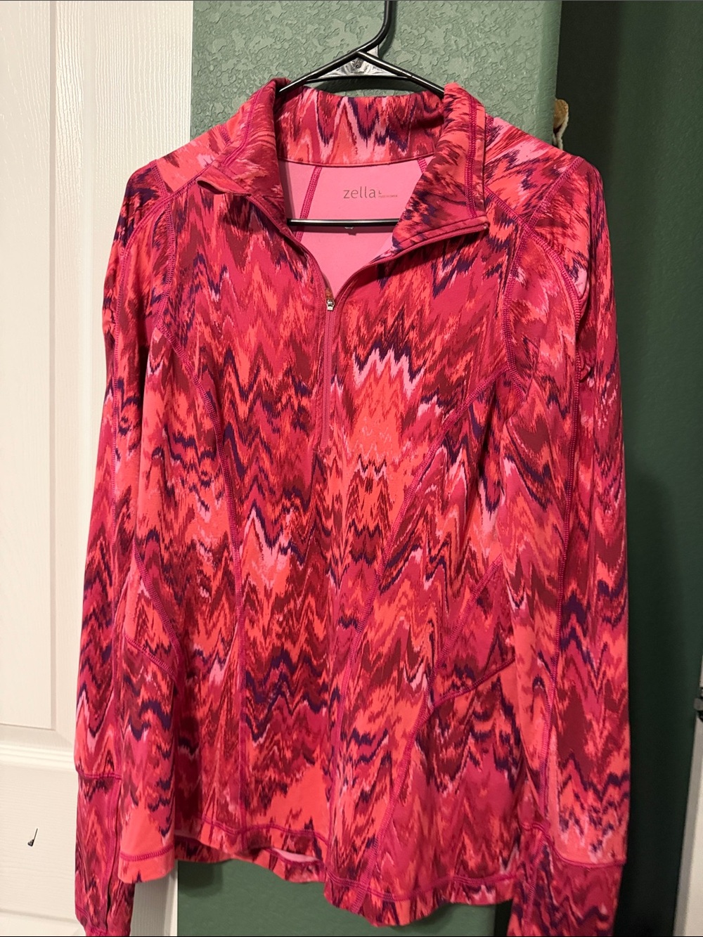 Zella Men’s Pink Multicolor Zip-Front Active Top